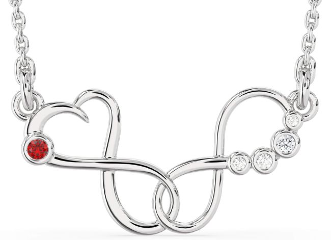 Large Diamond Silver Infinity Interlock Necklace