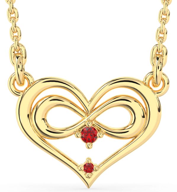 Ruby Gold Heart Infinity Necklace