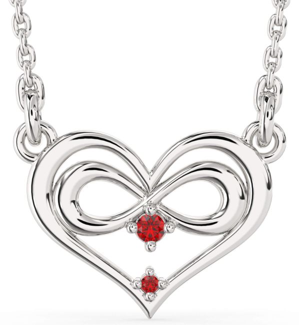 Ruby Platinum Heart Infinity Necklace