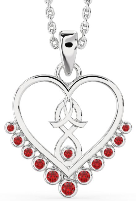 Ruby Platinum Heart Necklace