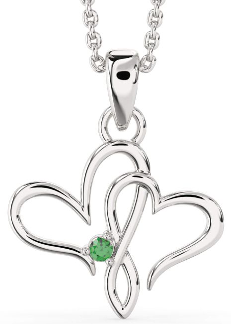 Emerald Platinum Heart Necklace