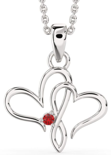 Ruby Platinum Heart Necklace
