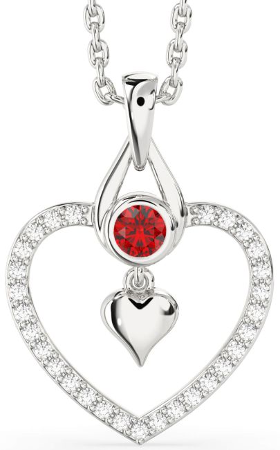 Ruby Platinum Heart Necklace