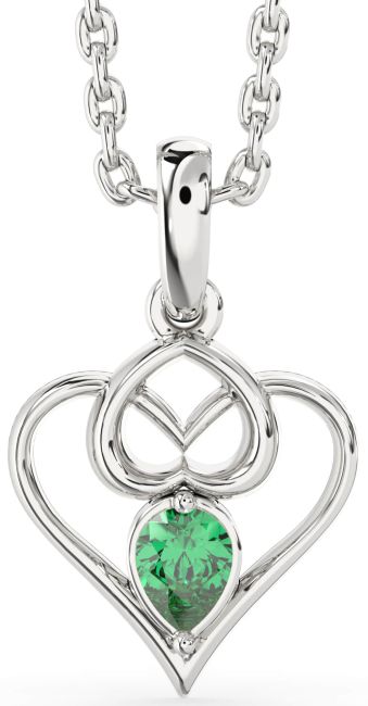 Emerald Platinum Heart Necklace