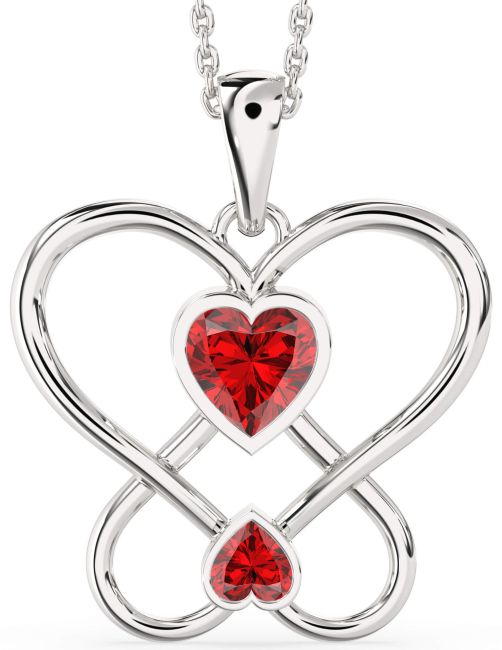 Ruby Silver Birthstone Necklace