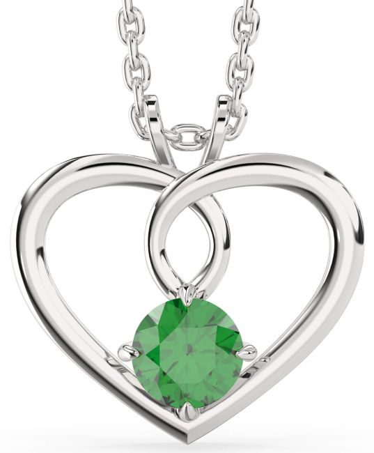 Emerald Platinum Heart Necklace