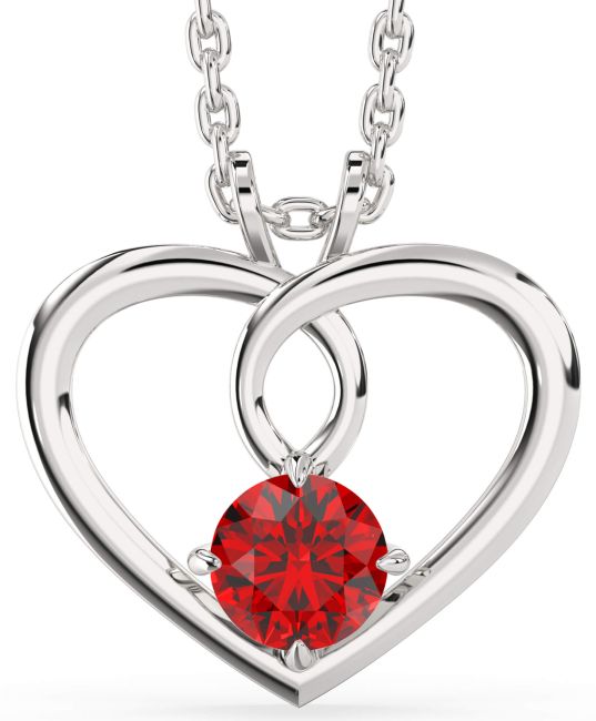 Ruby Platinum Heart Necklace