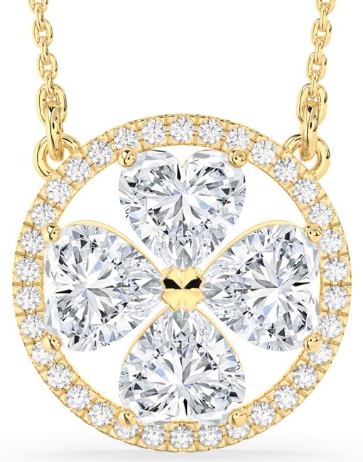 Diamond Gold Silver Clover Necklace