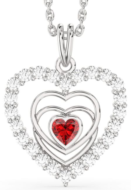 Ruby Platinum Heart Necklace