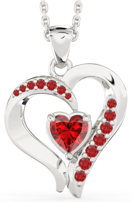 Ruby Platinum Heart Necklace