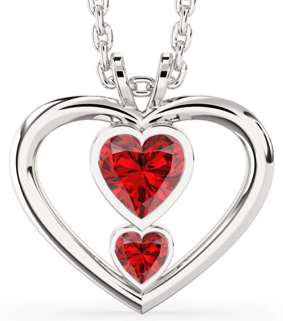 Ruby Platinum Birthstone Necklace