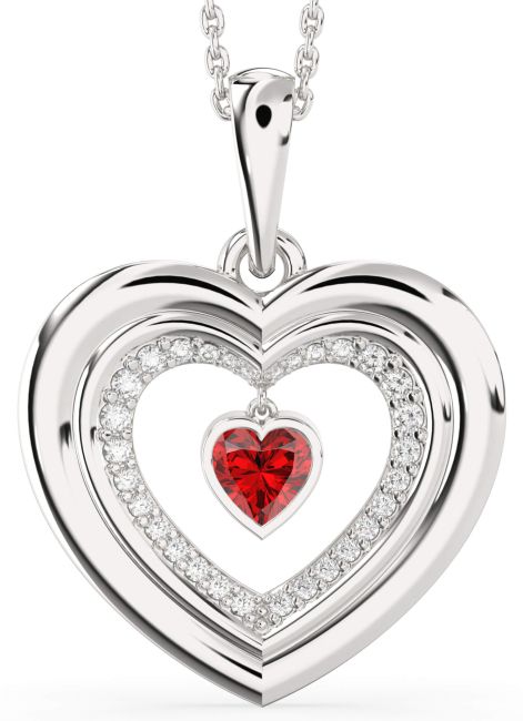 Ruby Platinum Heart Necklace