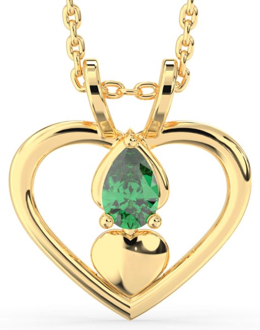 Emerald Gold Heart Necklace