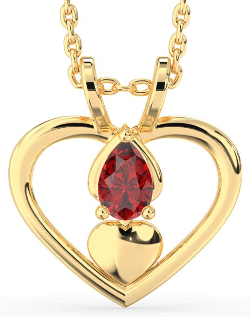 Ruby Gold Heart Necklace