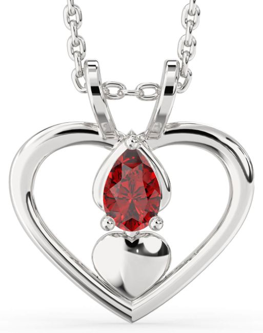 Ruby Platinum Heart Necklace