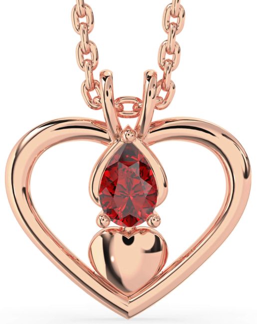 Ruby Rose Gold Silver Heart Necklace