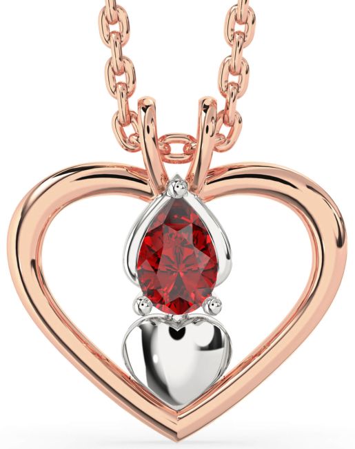 Ruby Rose Gold Silver Heart Necklace