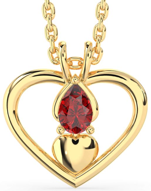 Ruby Gold Silver Heart Necklace