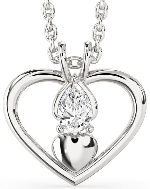 Diamond Silver Heart Necklace