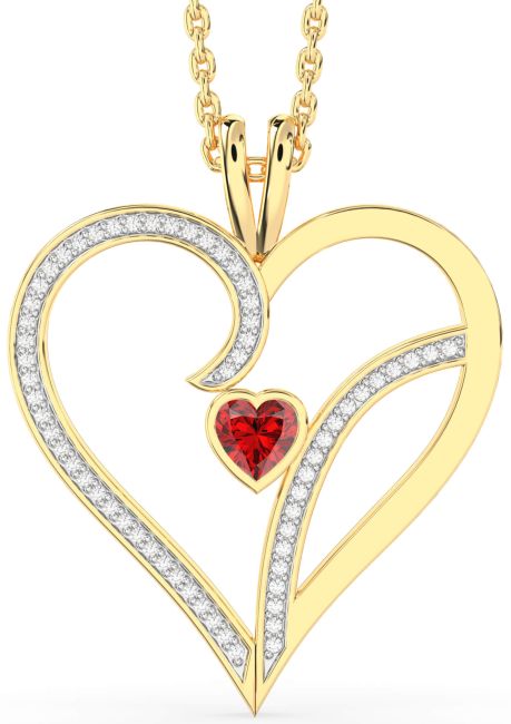 Ruby Gold Heart Necklace