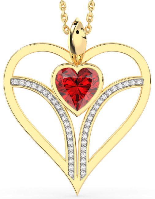Ruby Gold Heart Necklace