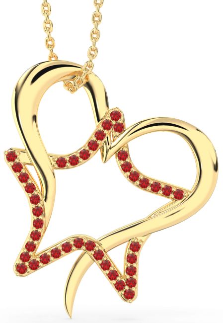Ruby Gold Star Heart Necklace