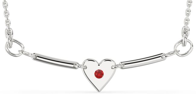 Large Ruby Platinum Heart Necklace