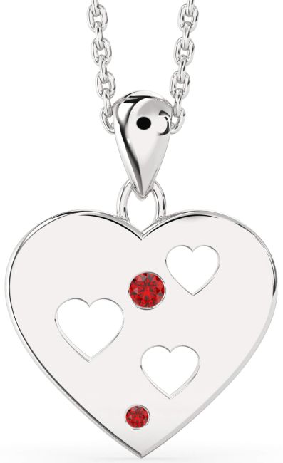 Ruby Platinum Heart Necklace