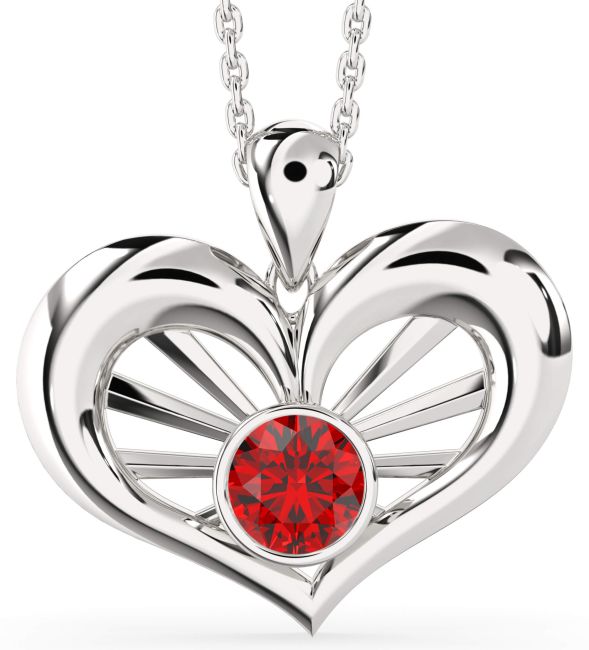 Ruby Platinum Heart Necklace