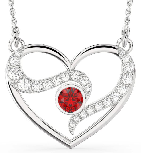 Ruby Platinum Heart Necklace