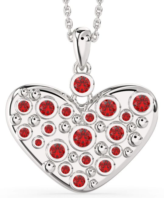 Ruby Platinum Heart Necklace