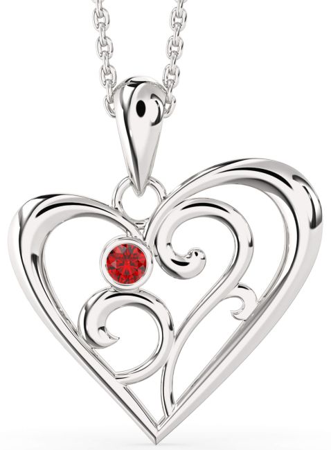 Ruby Platinum Heart Necklace
