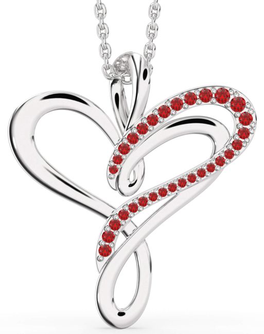 Ruby Platinum Heart Necklace