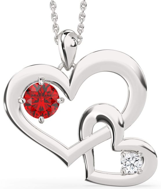 Silver Heart Interlock Necklace