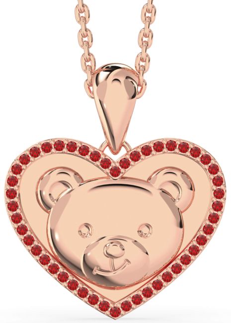 Ruby Rose Gold Heart Teddy Necklace