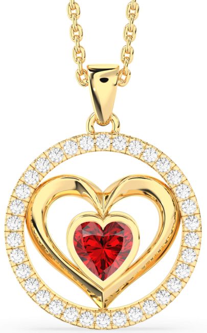 Ruby Gold Heart Necklace
