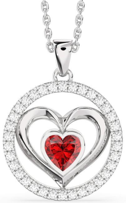 Ruby Platinum Heart Necklace