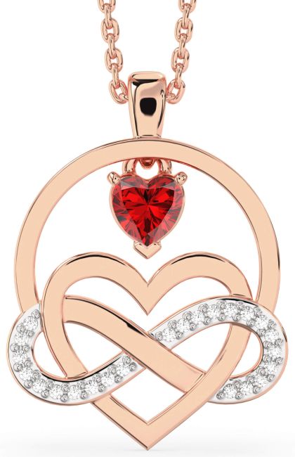 Ruby Rose Gold Silver Infinity Heart Necklace