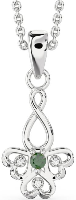 Diamond Emerald Silver Infinity Heart Necklace