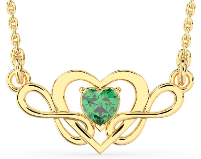 Emerald Gold Heart Infinity Necklace