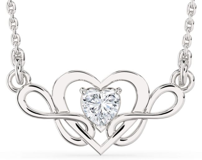 Diamond Silver Heart Infinity Necklace