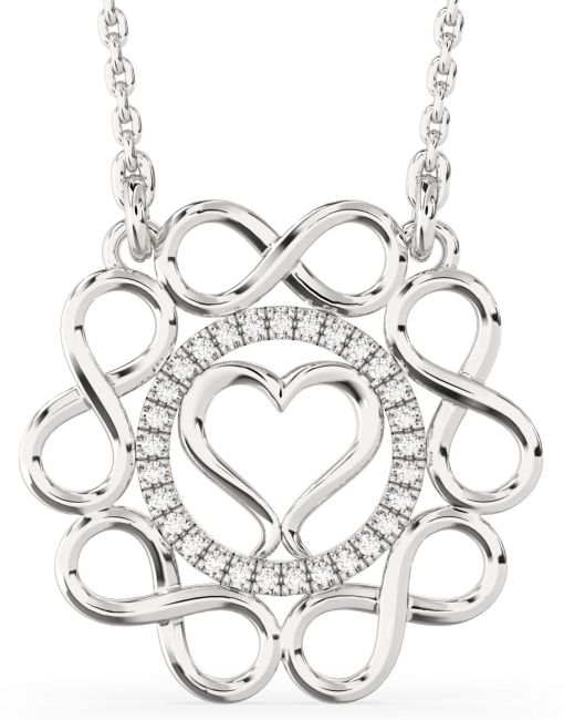 Diamond Platinum Infinity Heart Necklace