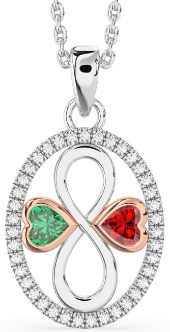 Diamond Silver & 10K Rose Gold Infinity Necklace