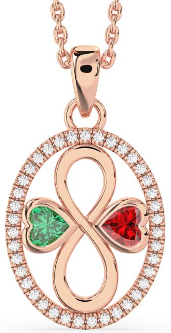 Diamond Rose Gold Silver Infinity Necklace