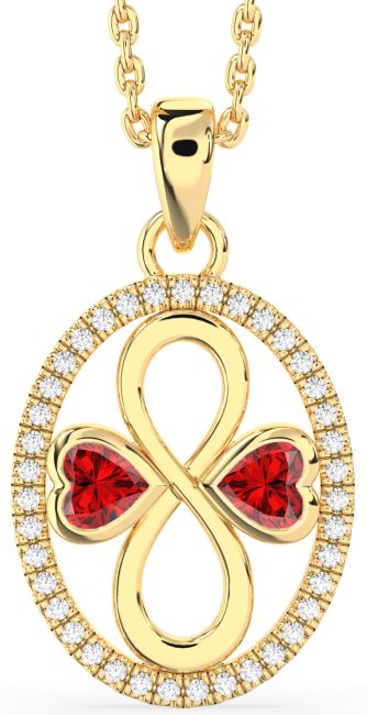 Diamond Ruby Gold Infinity Birthstone Necklace