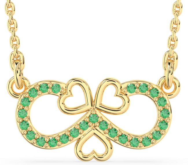 Emerald Gold Infinity Heart Necklace
