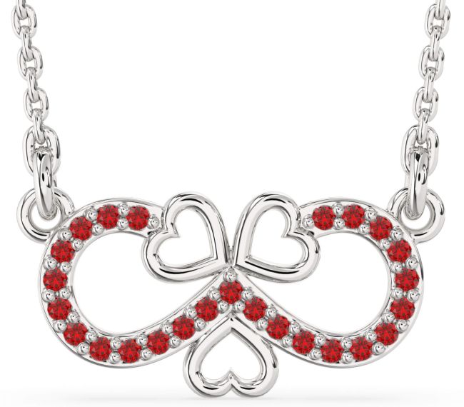 Ruby Platinum Infinity Heart Necklace