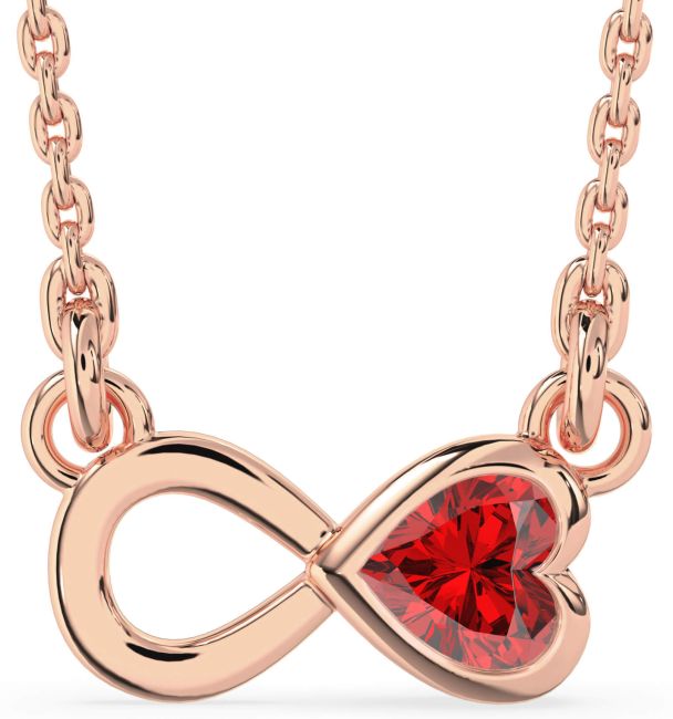 Ruby Rose Gold Silver Infinity Heart Necklace