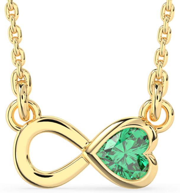 Emerald Gold Silver Infinity Heart Necklace