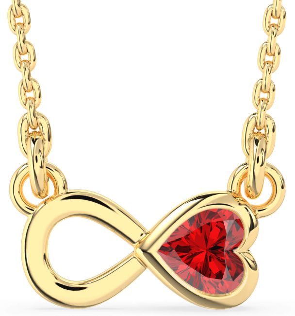 Ruby Gold Infinity Heart Necklace